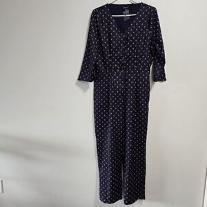 Roolee Navy Jumpsuit with Orange And Brown Pattern